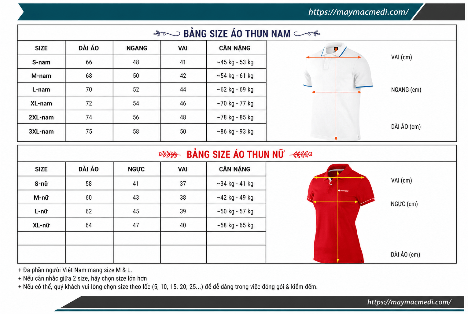Bảng Thông Số Size Quần Áo Chuẩn Tại May Mặc Medi – Hướng Dẫn Chọn Size Đồng Phục Chính Xác
