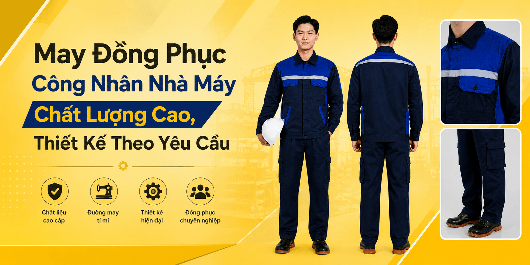May Đồng Phục Công Nhân Nhà Máy Chất Lượng Cao, Thiết Kế Theo Yêu Cầu