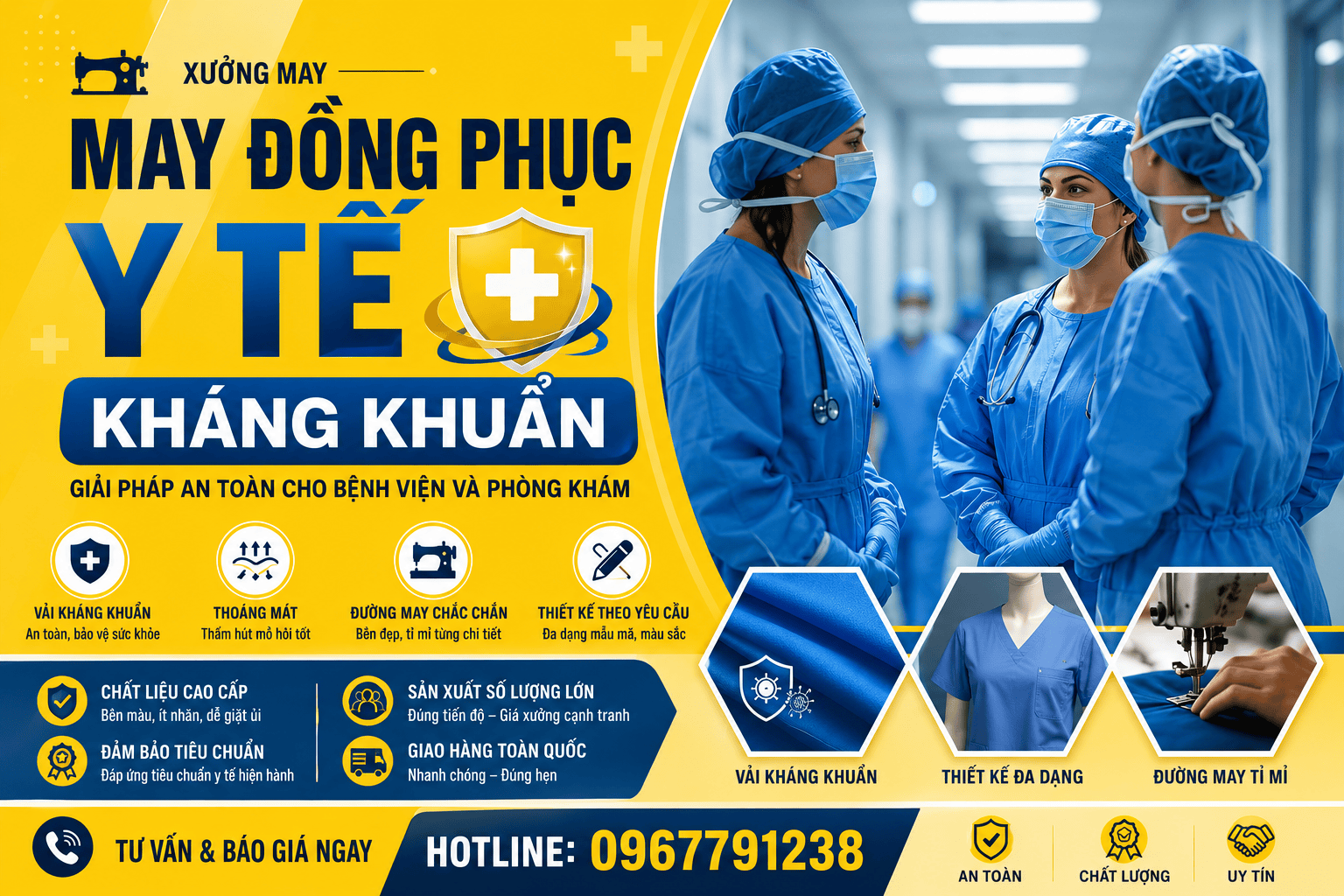 May Đồng Phục Y Tế Kháng Khuẩn